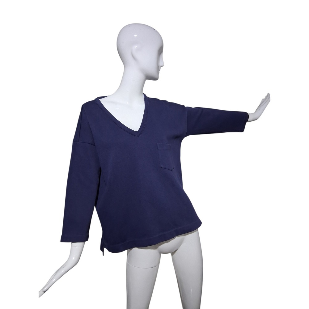 Madewell Thick V-Neck Textured Womens size Medium Pocket ¾ Sleeve Preppy Sweater